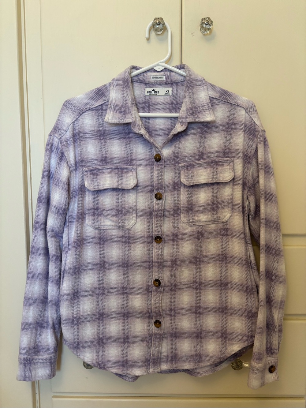 Hollister womens Lavender Plaid Button-Up Shirt